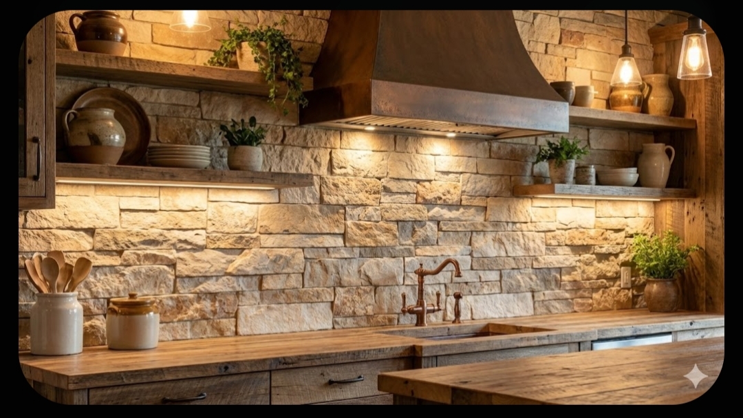 Backsplash batu alam