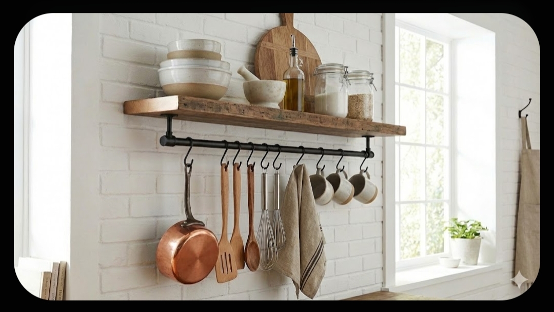 Rak dinding dengan gantungan