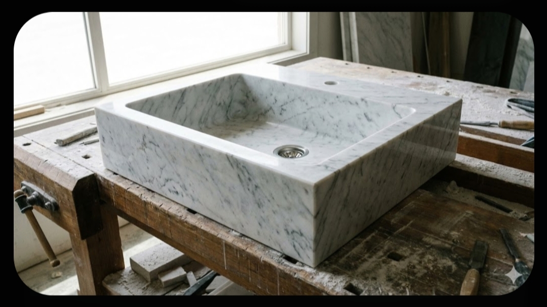 Wastafel batu alam atau marmer