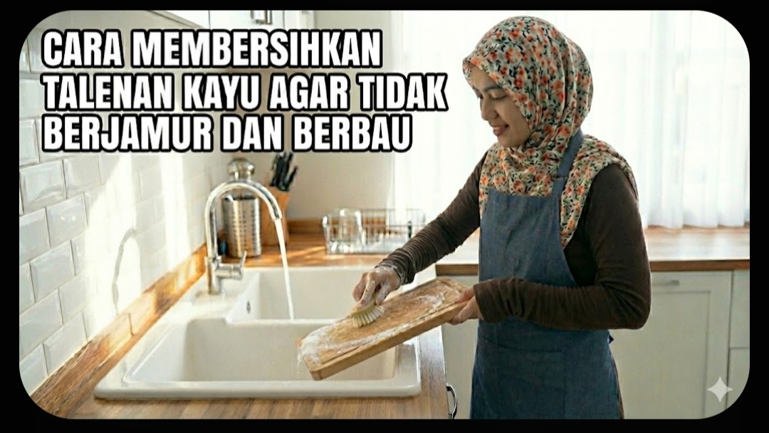 Membersihkan talenan kayu