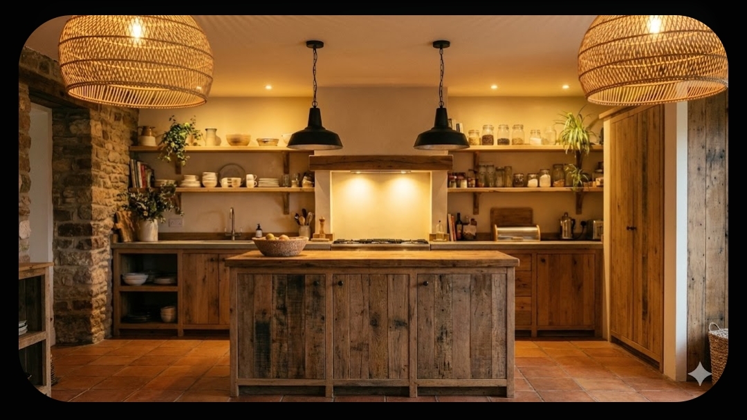 Dapur Rustic Pencahayaan Warm Light