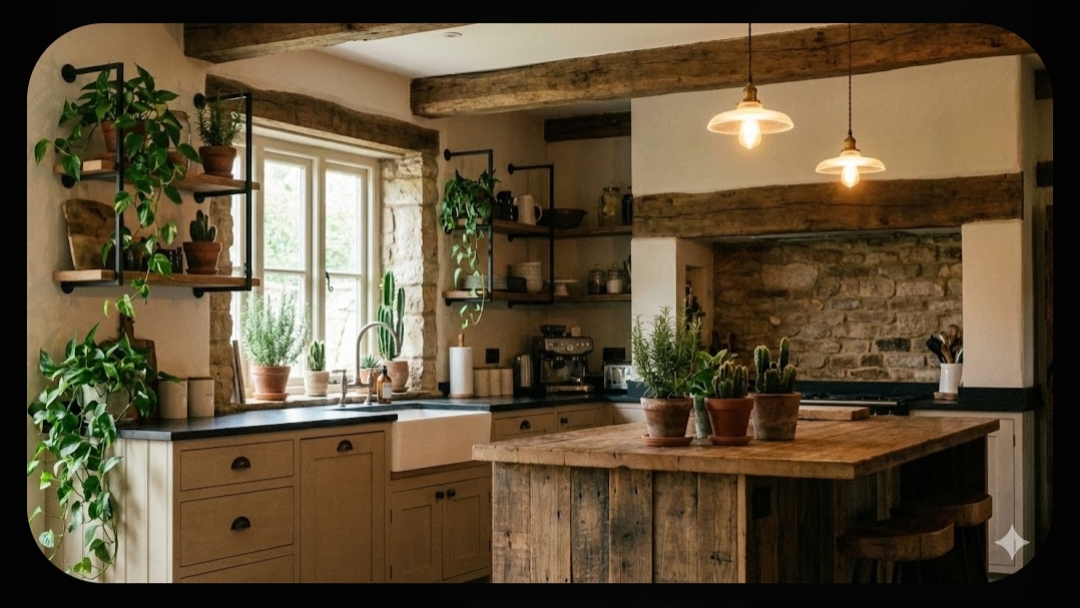 Tanaman Hijau dapur Rustic