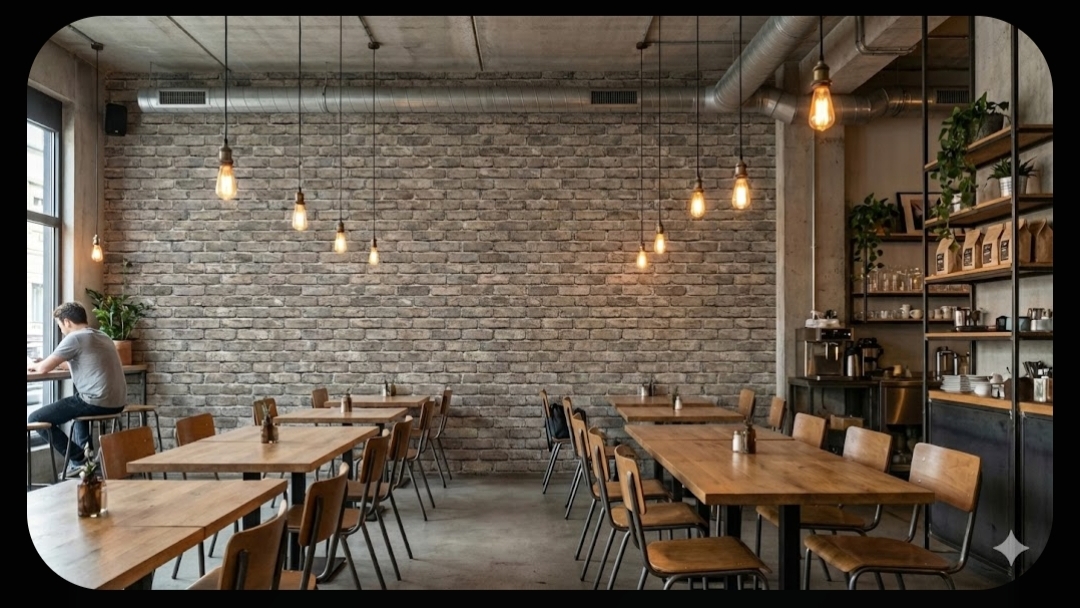 Wallpaper batu di Ruang Komersial